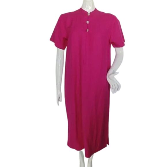 DAVID DART Dress, M, Pink Silk-Linen Blend, Short sleeves, Loungewear - Picture 1 of 11